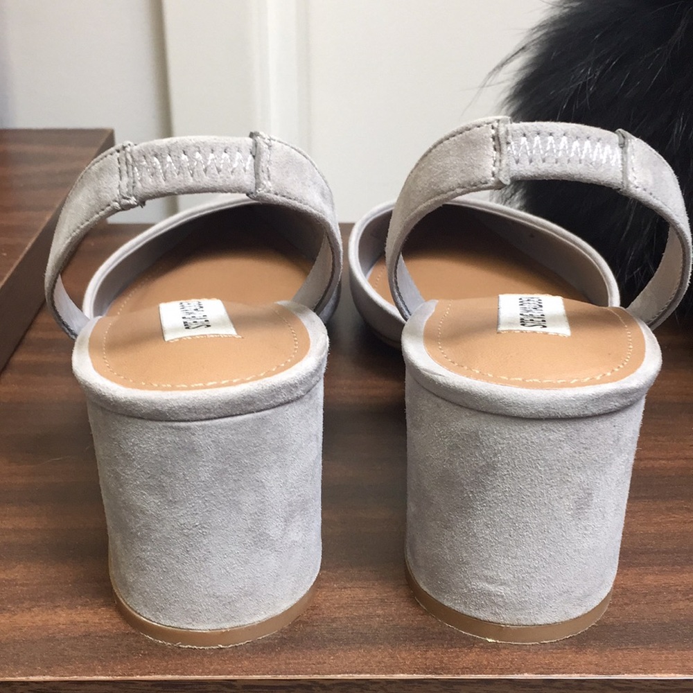 Steve Madden Grey Suede Leather Slingback Heels - Picture 2 of 4